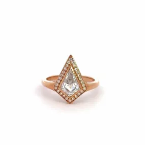 Baikalla 14k Rose Gold Halo Kite Cut Moissanite Engagement Ring