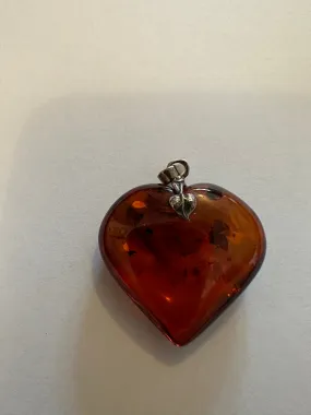 Baltic Amber and silver heart pendant