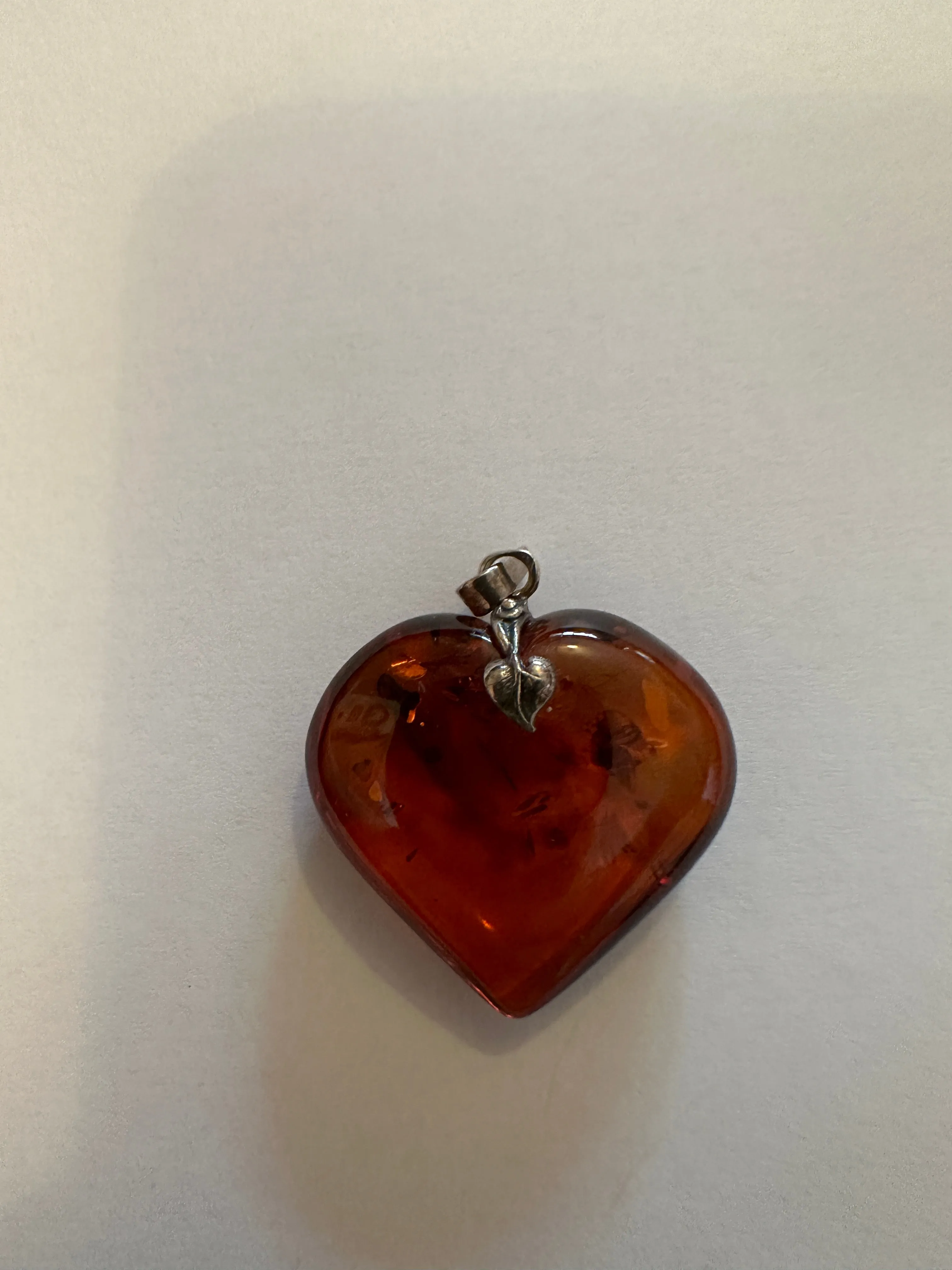 Baltic Amber and silver heart pendant