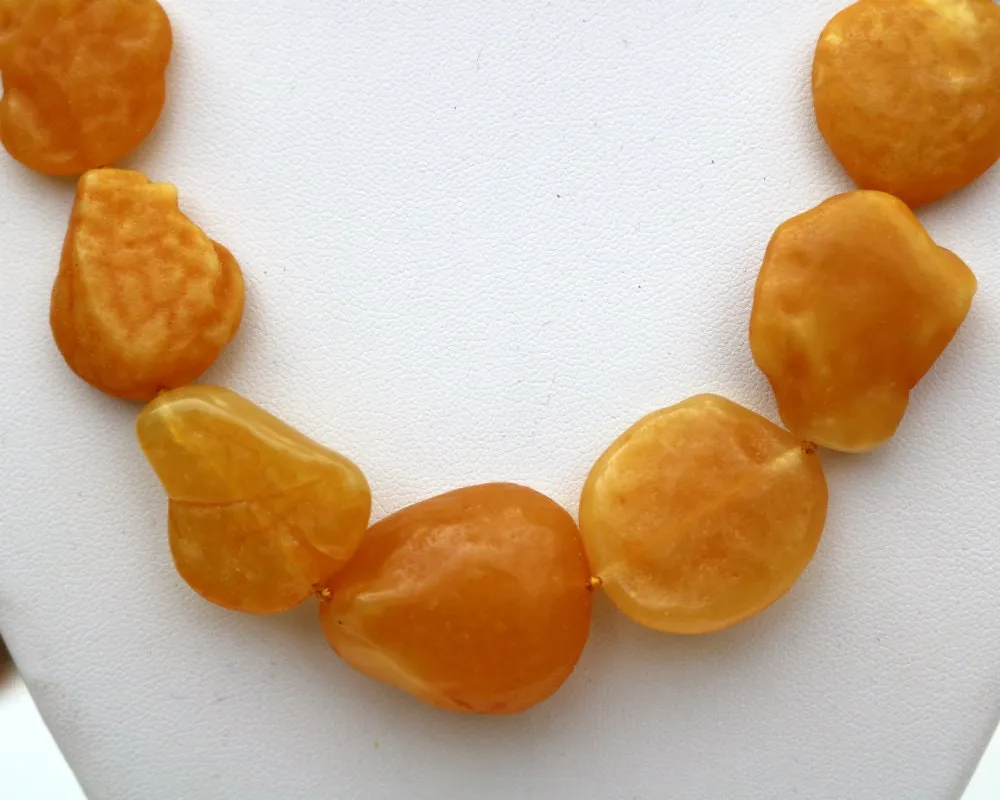 Baltic Amber Necklace Nodules Drops Natural Untreated Caramel Unisex Raw Jewelry 19" 38.6 gram