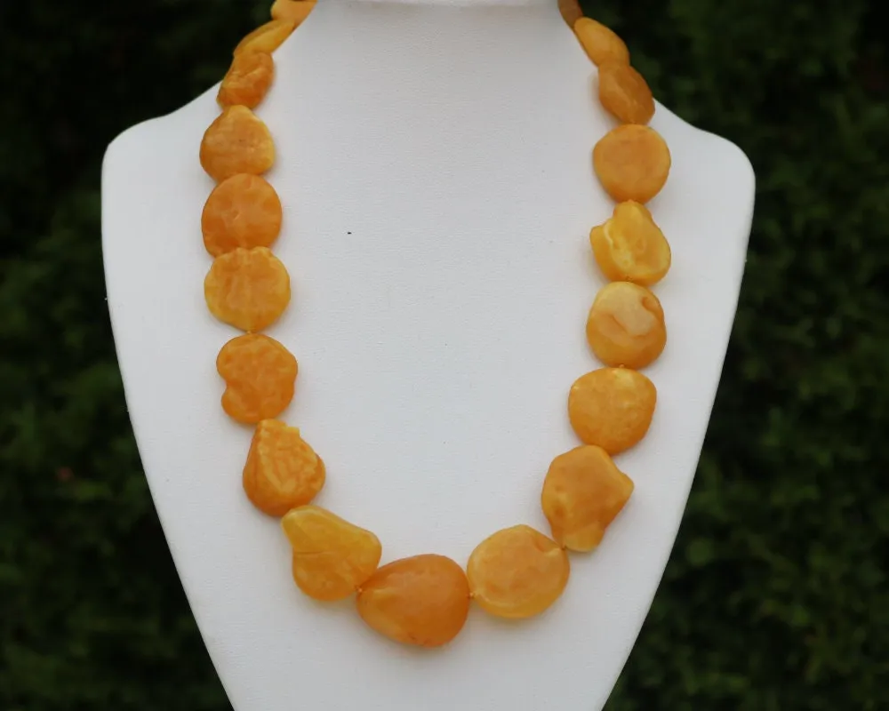 Baltic Amber Necklace Nodules Drops Natural Untreated Caramel Unisex Raw Jewelry 19" 38.6 gram