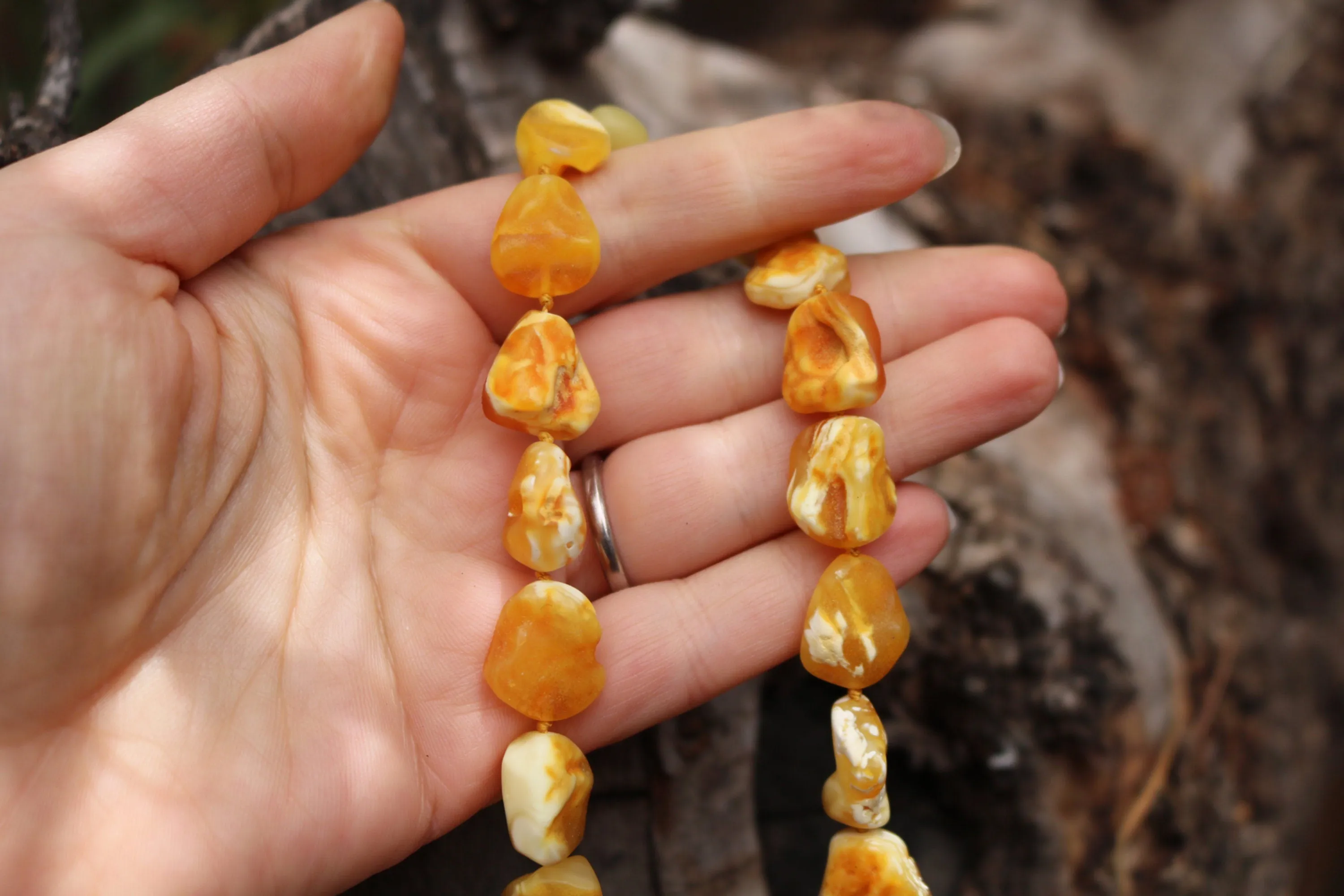 Baltic Amber Raw Butterscotch Necklace Unpolished Natural Untreated Chunky Healing Unisex 19.5″ 31.9 gram