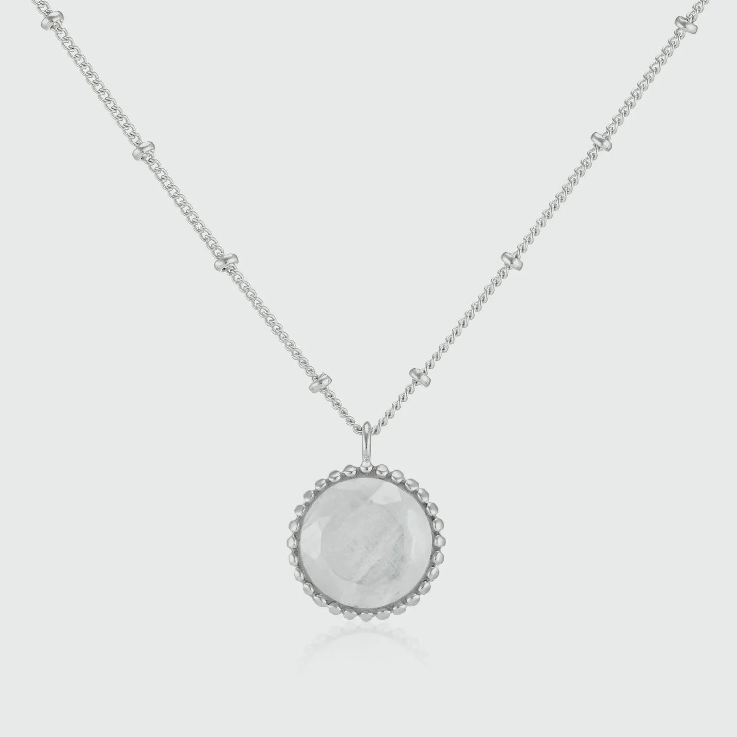 Barcelona Silver June Moonstone Birthstone Necklace