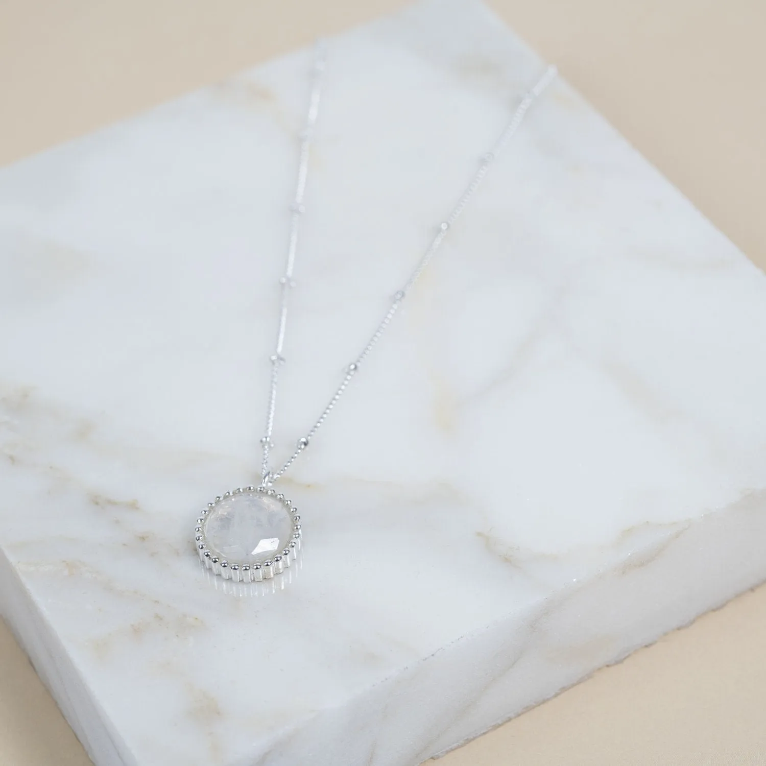 Barcelona Silver June Moonstone Birthstone Necklace