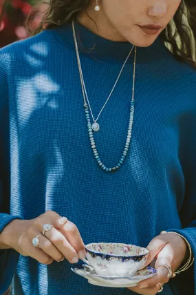 Beaded Gemstone with Chain Necklace - Afghanite