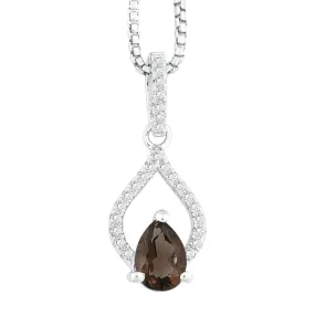 Bellissima Sterling Silver Smoky Quartz and White Topaz Necklace (83233)