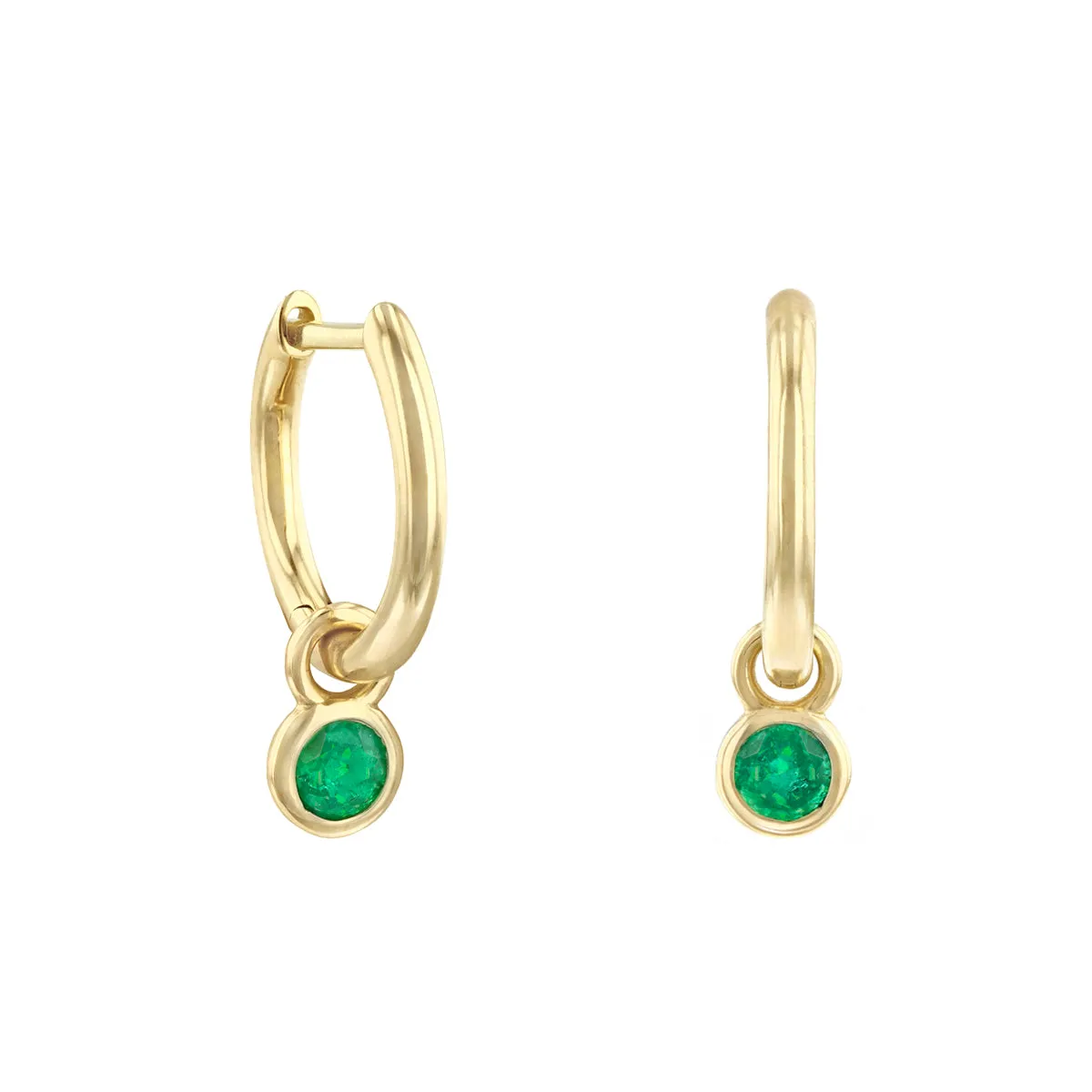 Bijou Collection 0.26ct Emerald Charm Hoop Earrings | 9K Yellow Gold