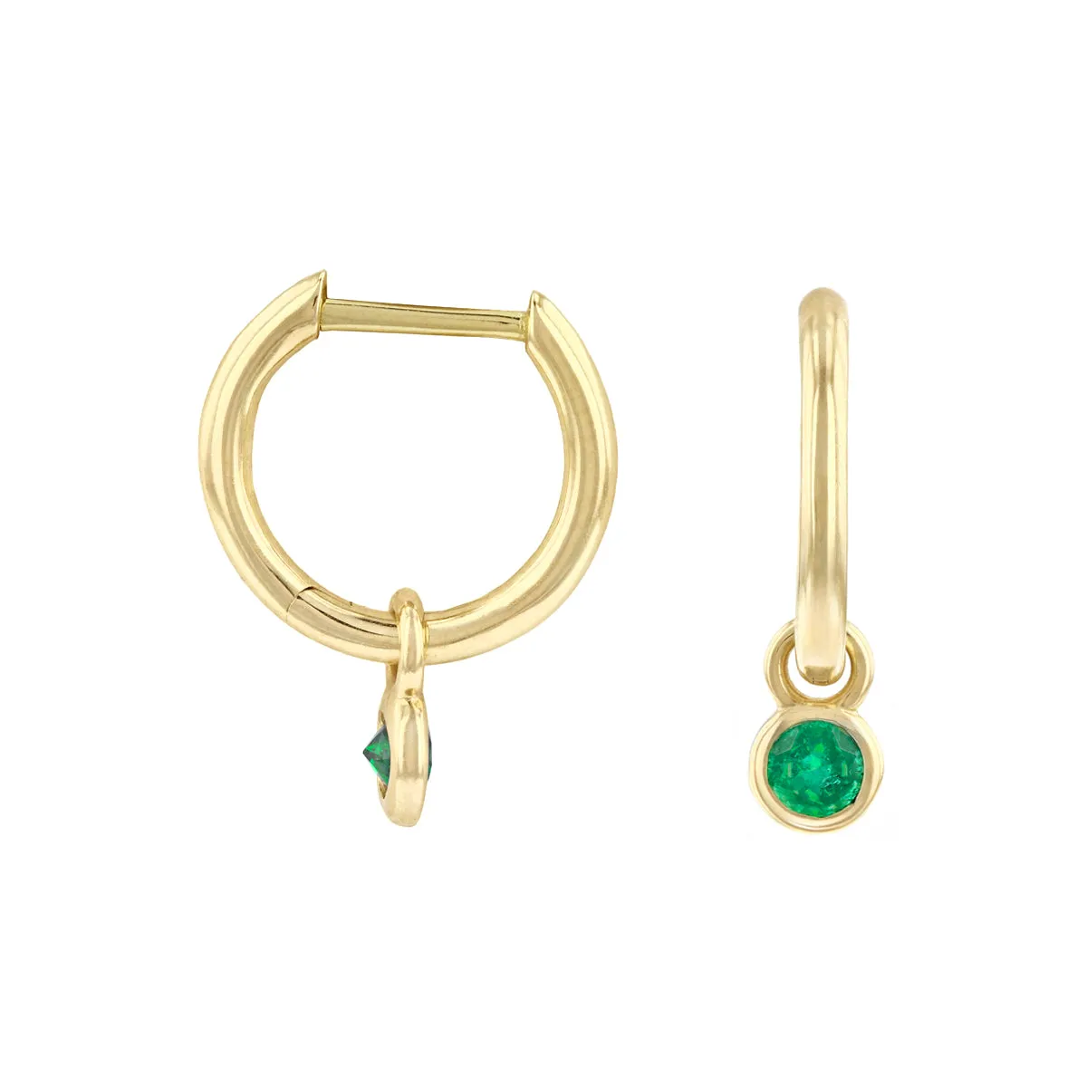 Bijou Collection 0.26ct Emerald Charm Hoop Earrings | 9K Yellow Gold