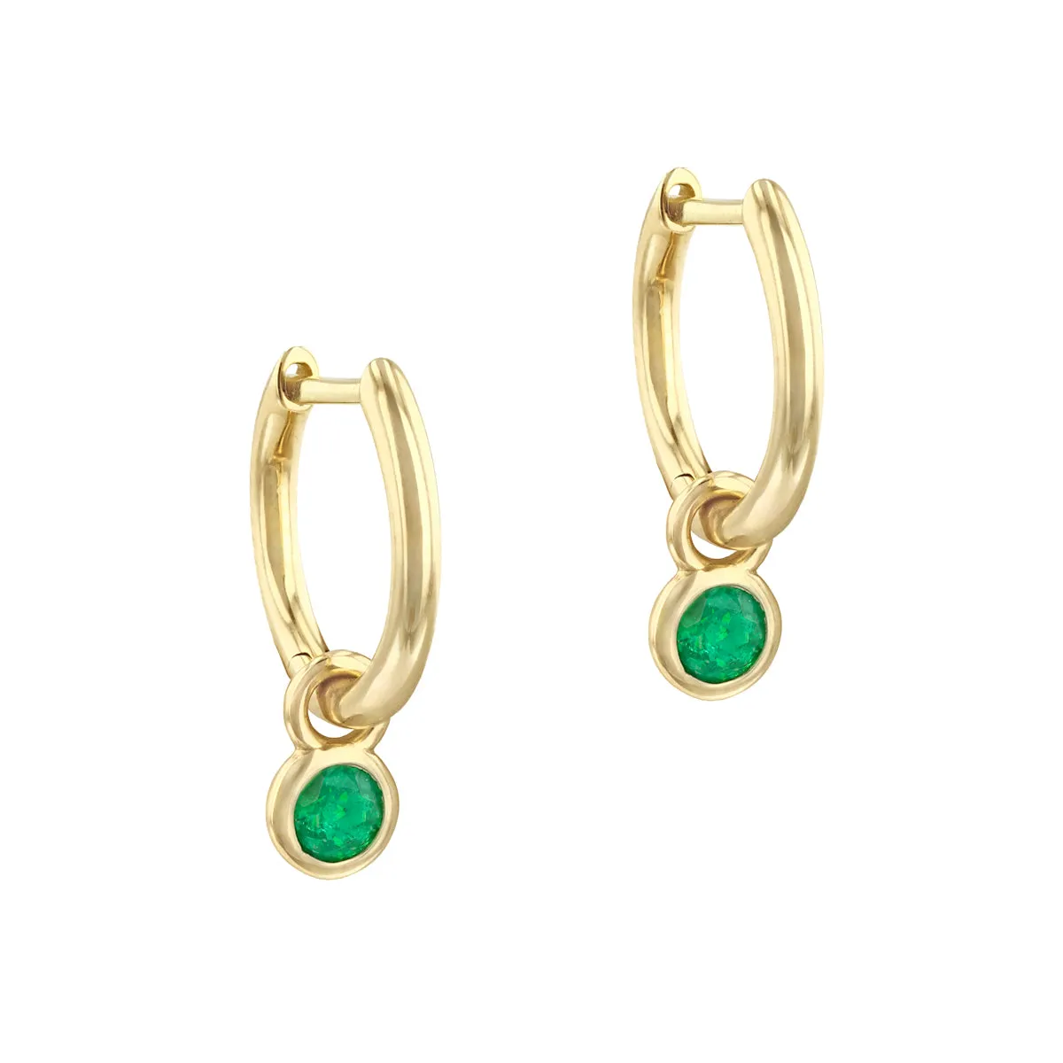 Bijou Collection 0.26ct Emerald Charm Hoop Earrings | 9K Yellow Gold