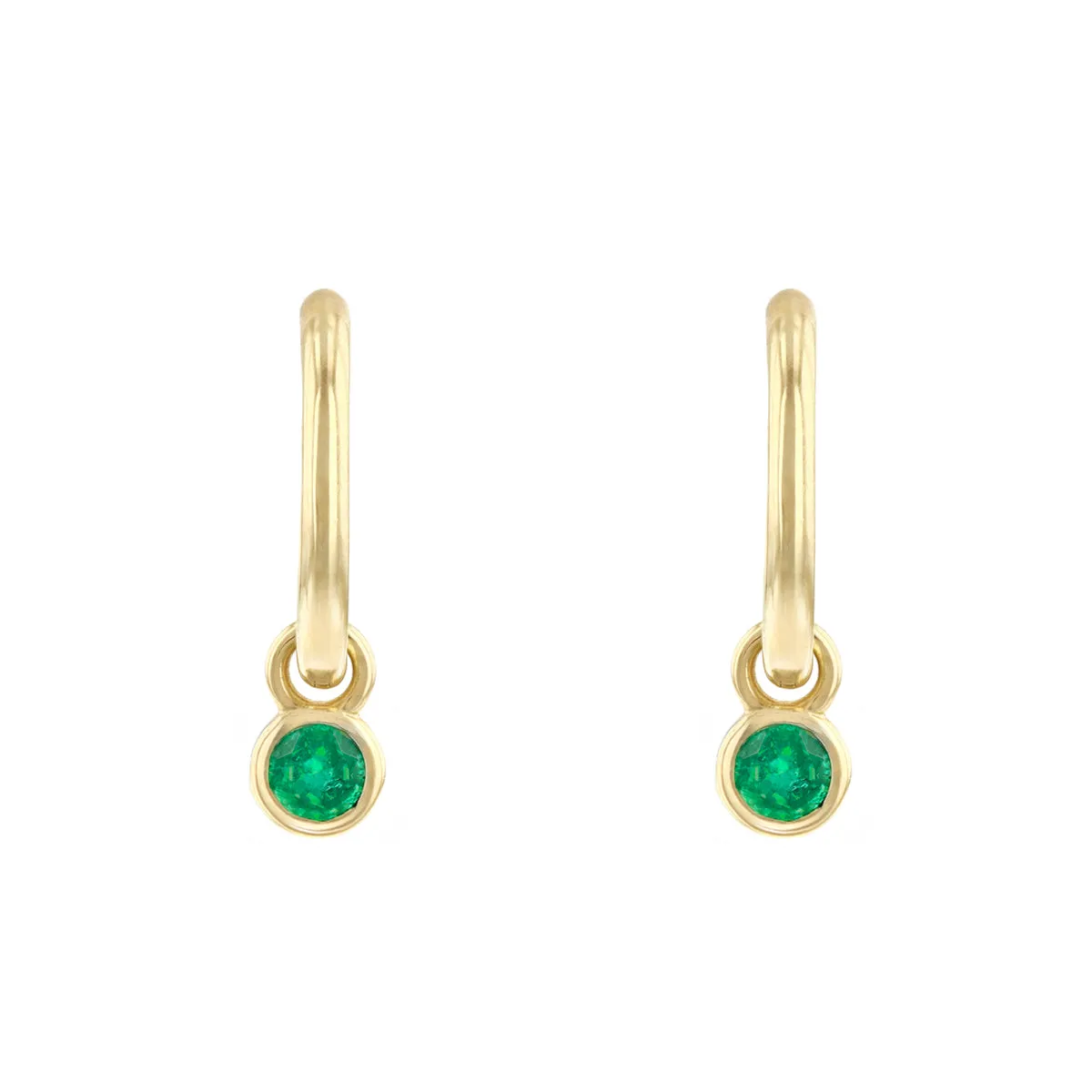 Bijou Collection 0.26ct Emerald Charm Hoop Earrings | 9K Yellow Gold