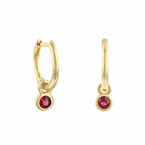 Bijou Collection 0.33ct Ruby Drop Hoop Earrings | 9K Yellow Gold