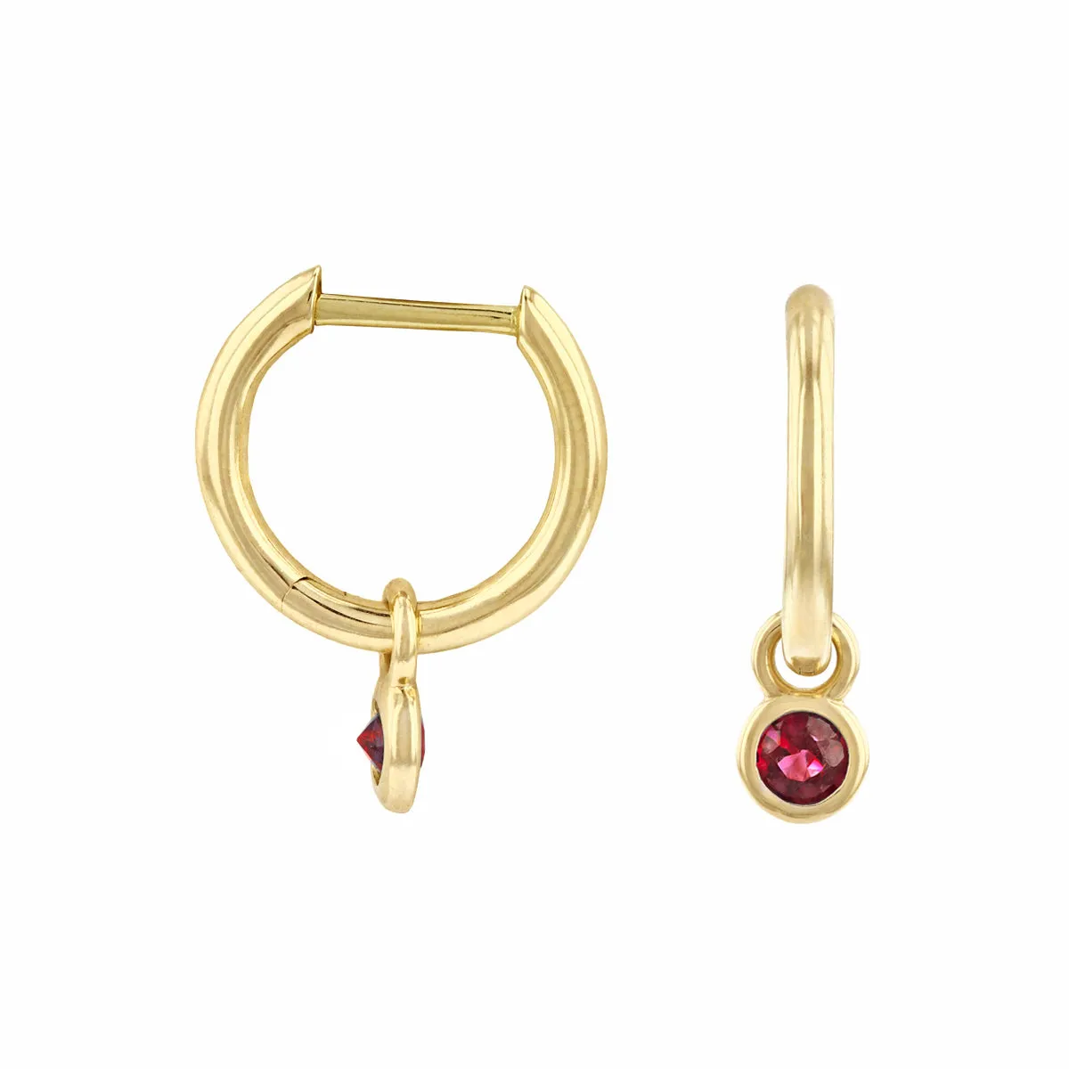 Bijou Collection 0.33ct Ruby Drop Hoop Earrings | 9K Yellow Gold