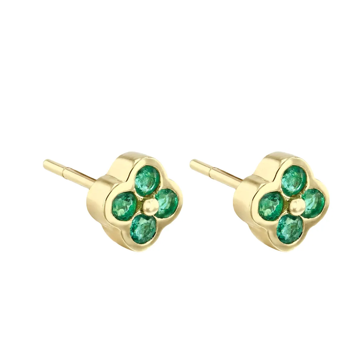 Bijou Collection 0.34ct Emerald Stud Petal Earrings | 9K Yellow Gold