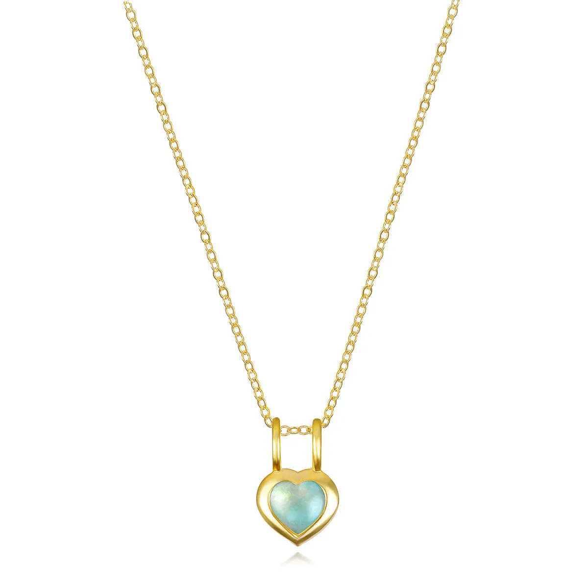 Birthstone Heart Necklace - March Aquamarine