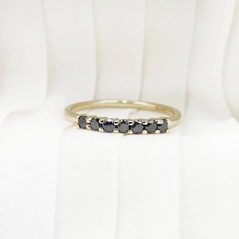 Black Diamonds Ring In Solid Gold