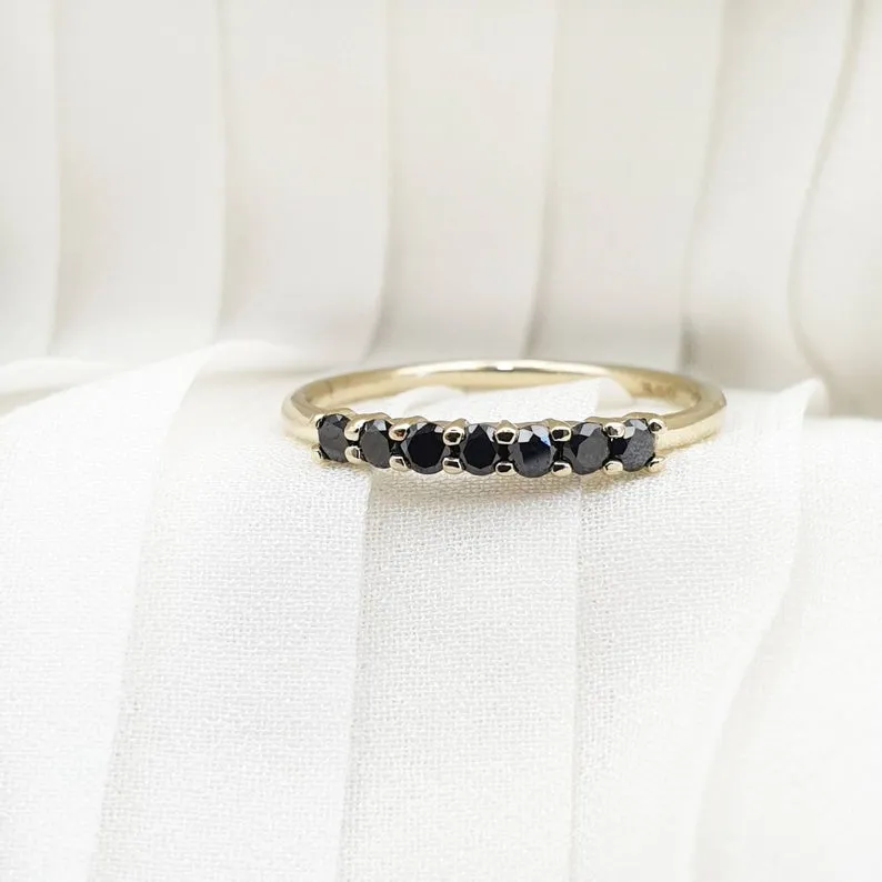 Black Diamonds Ring In Solid Gold