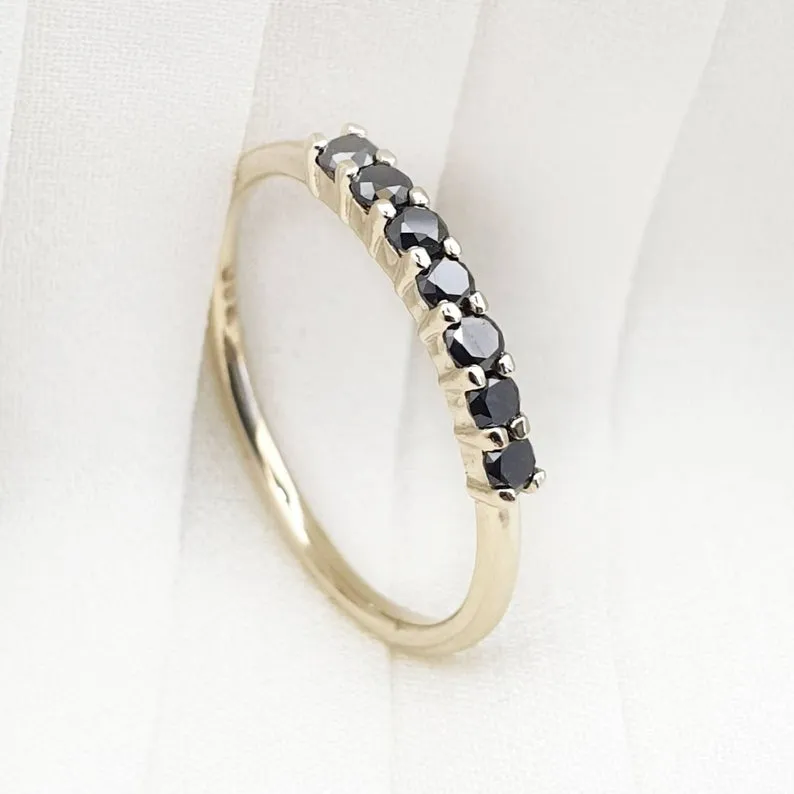 Black Diamonds Ring In Solid Gold