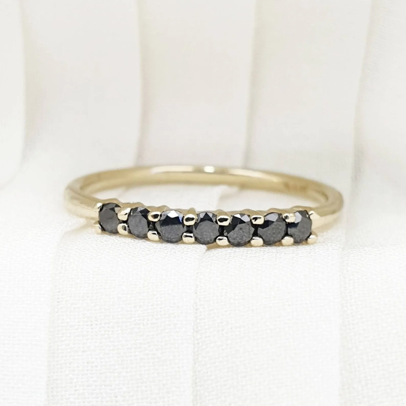 Black Diamonds Ring In Solid Gold