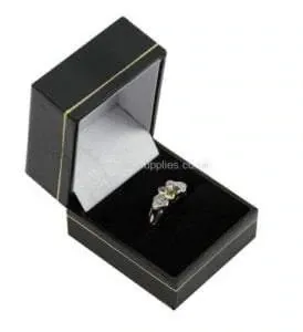 Black Leatherette Ring Box - 6 Pack