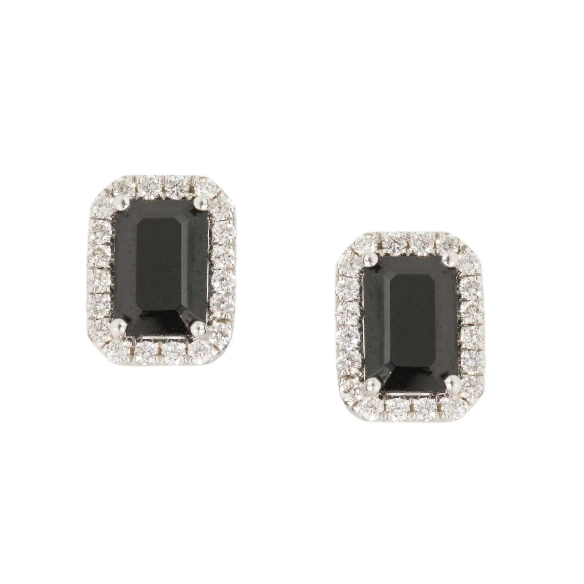 Black Spinel Halo Stud Earrings