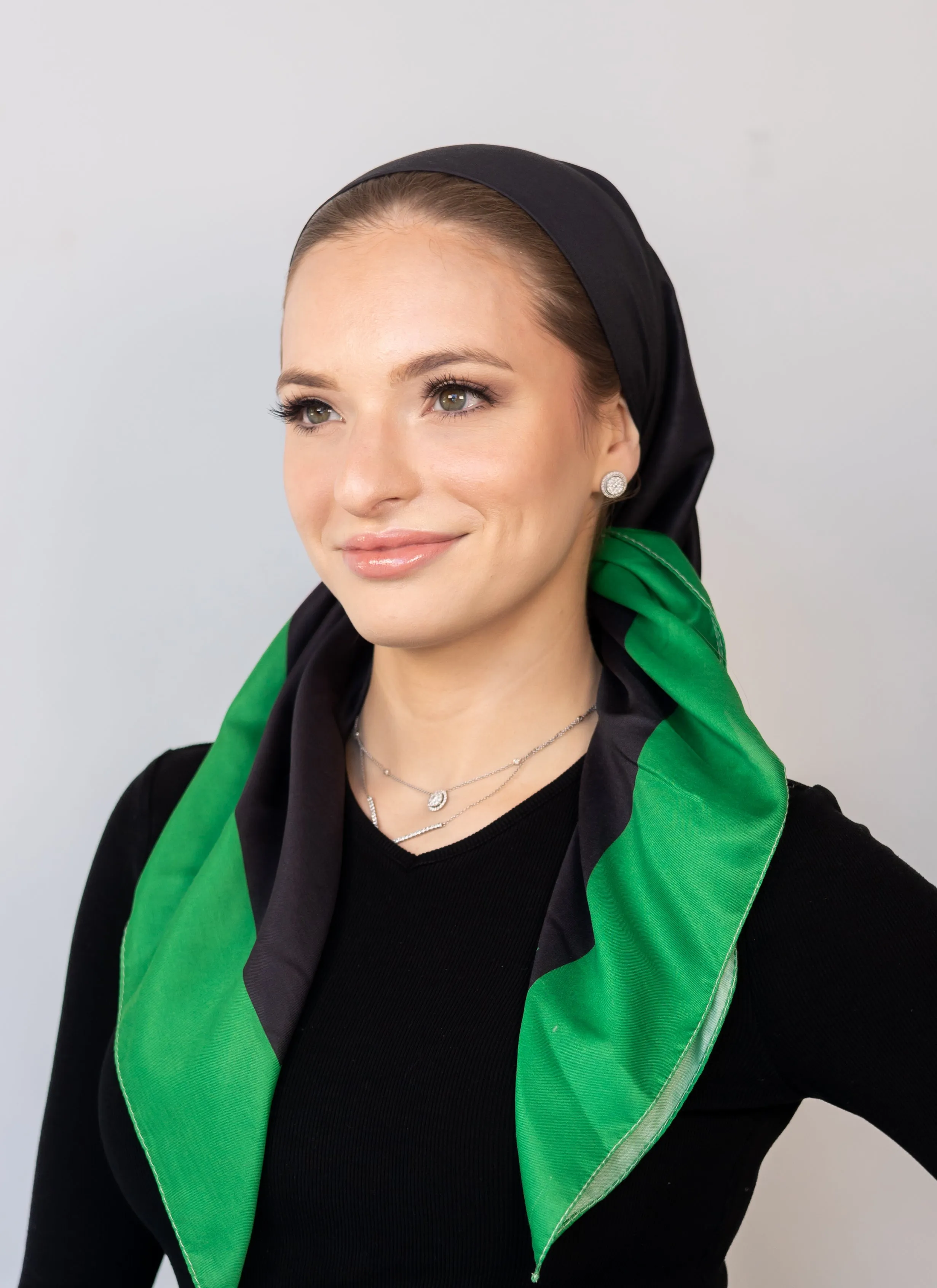 Black With Bottega Border Head Scarf