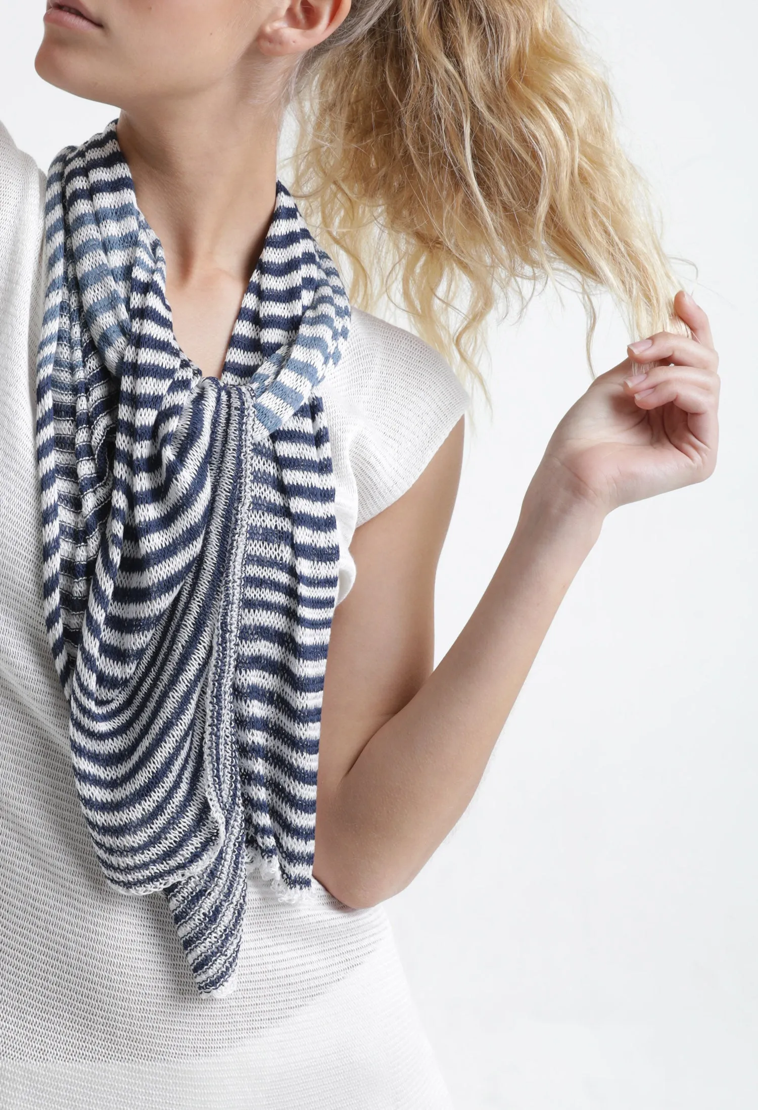 Blue & White Tremilor stripes Bamboo Scarf