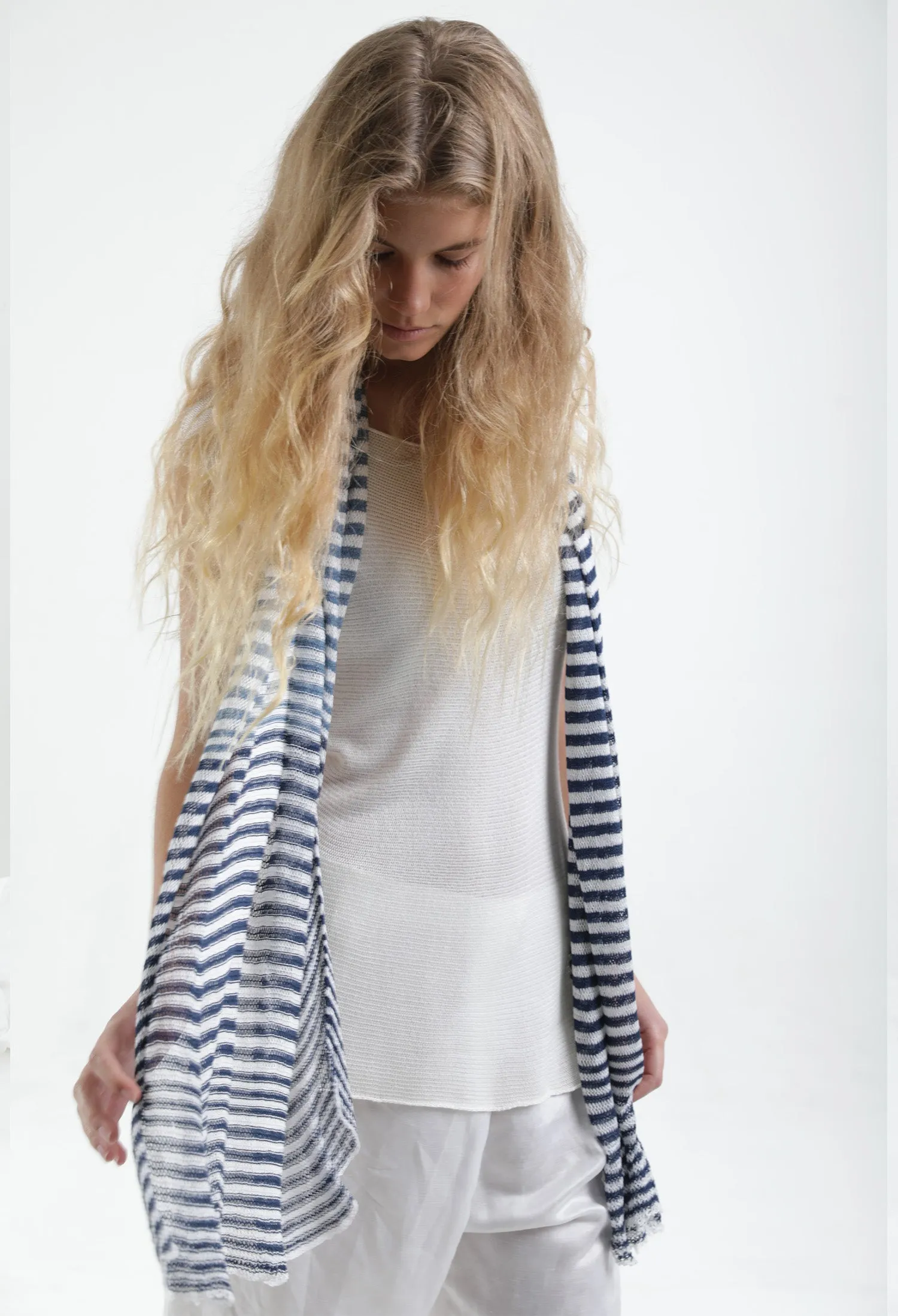 Blue & White Tremilor stripes Bamboo Scarf