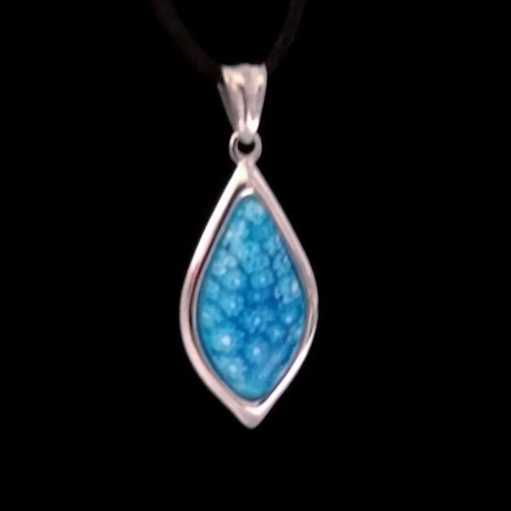 Blue Millefiore Italian Glass Teardrop Necklace