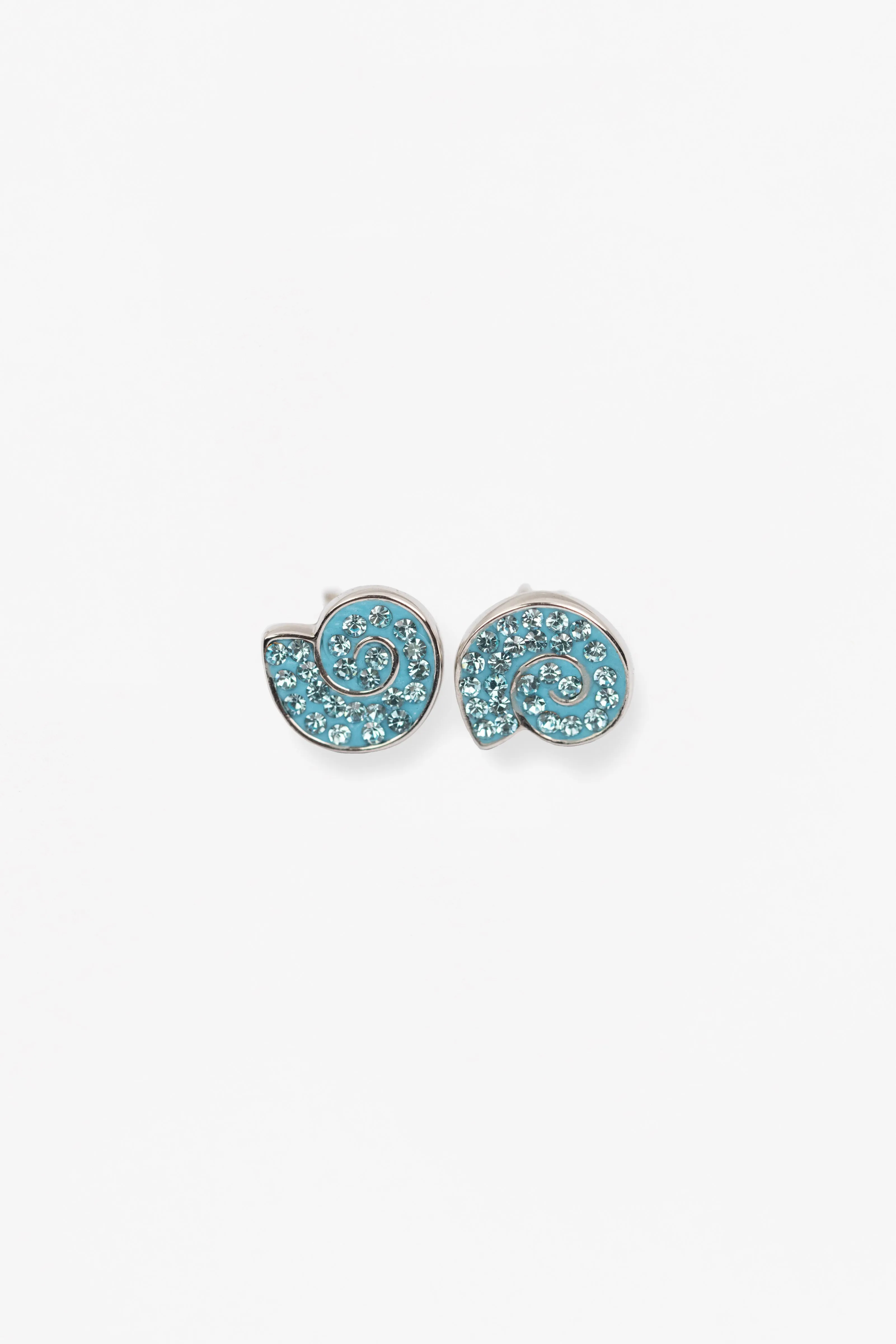 Blue Seashell Conch Sterling Silver Stud Earrings