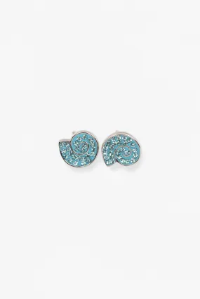 Blue Seashell Conch Sterling Silver Stud Earrings