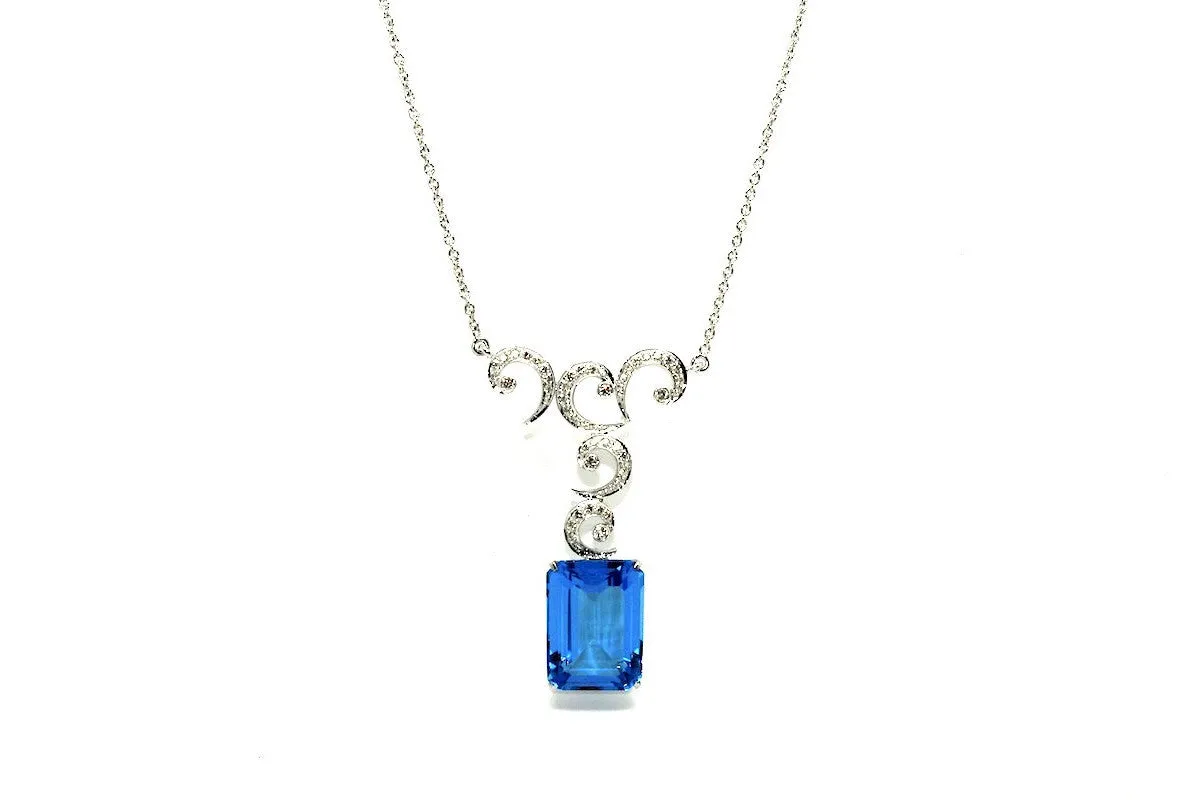 Blue Topaz & Diamonds Necklace AD No.0637