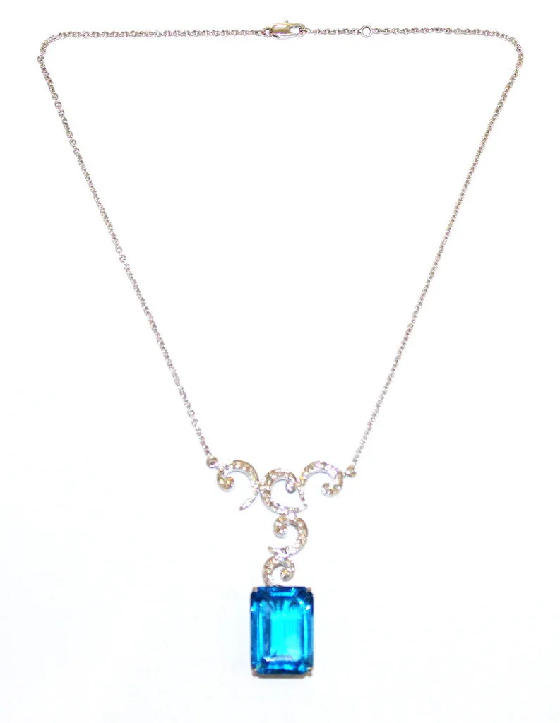 Blue Topaz & Diamonds Necklace AD No.0637