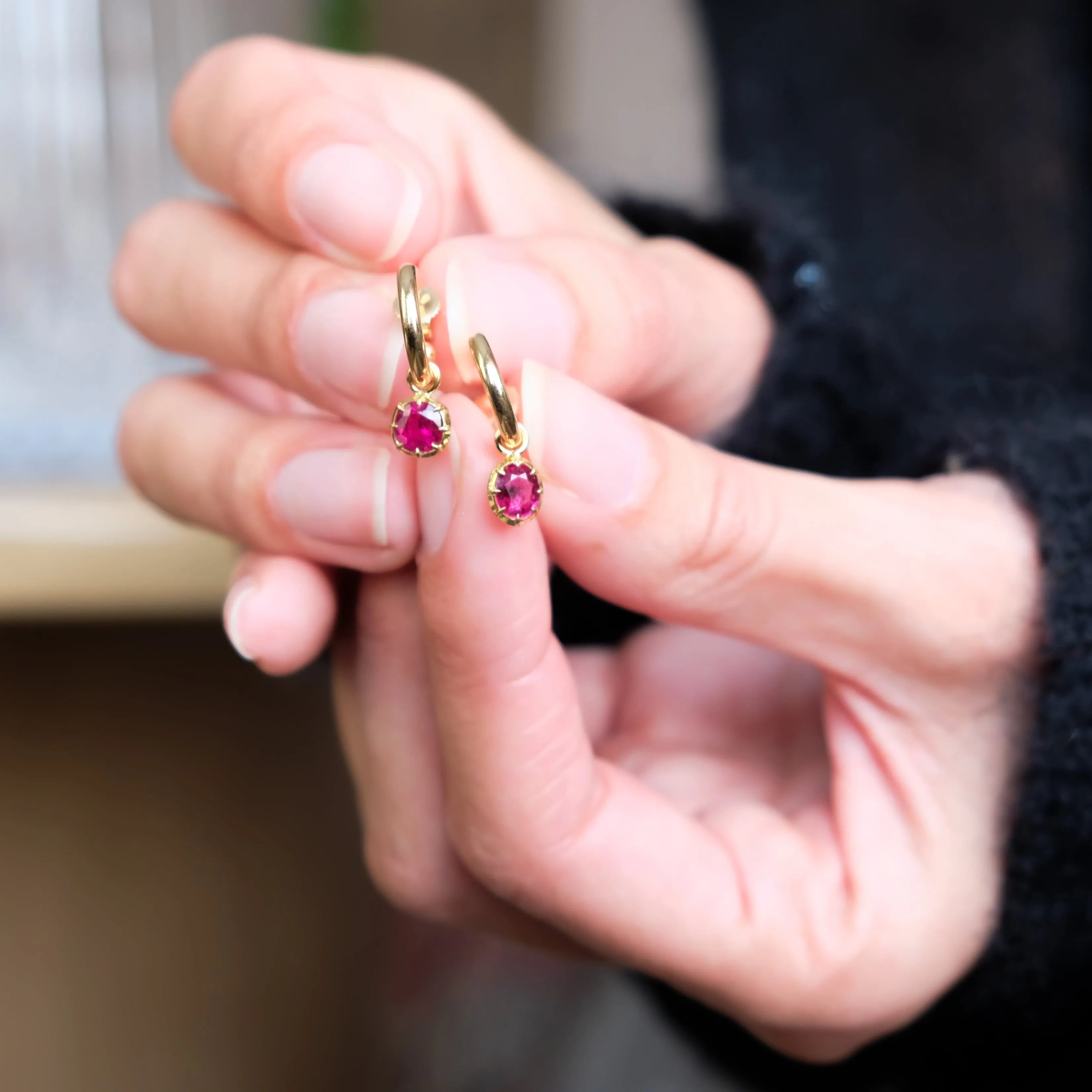 Burma ruby hoops