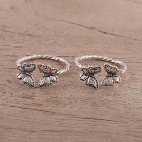 Butterfly Meeting Sterling Silver Toe Rings