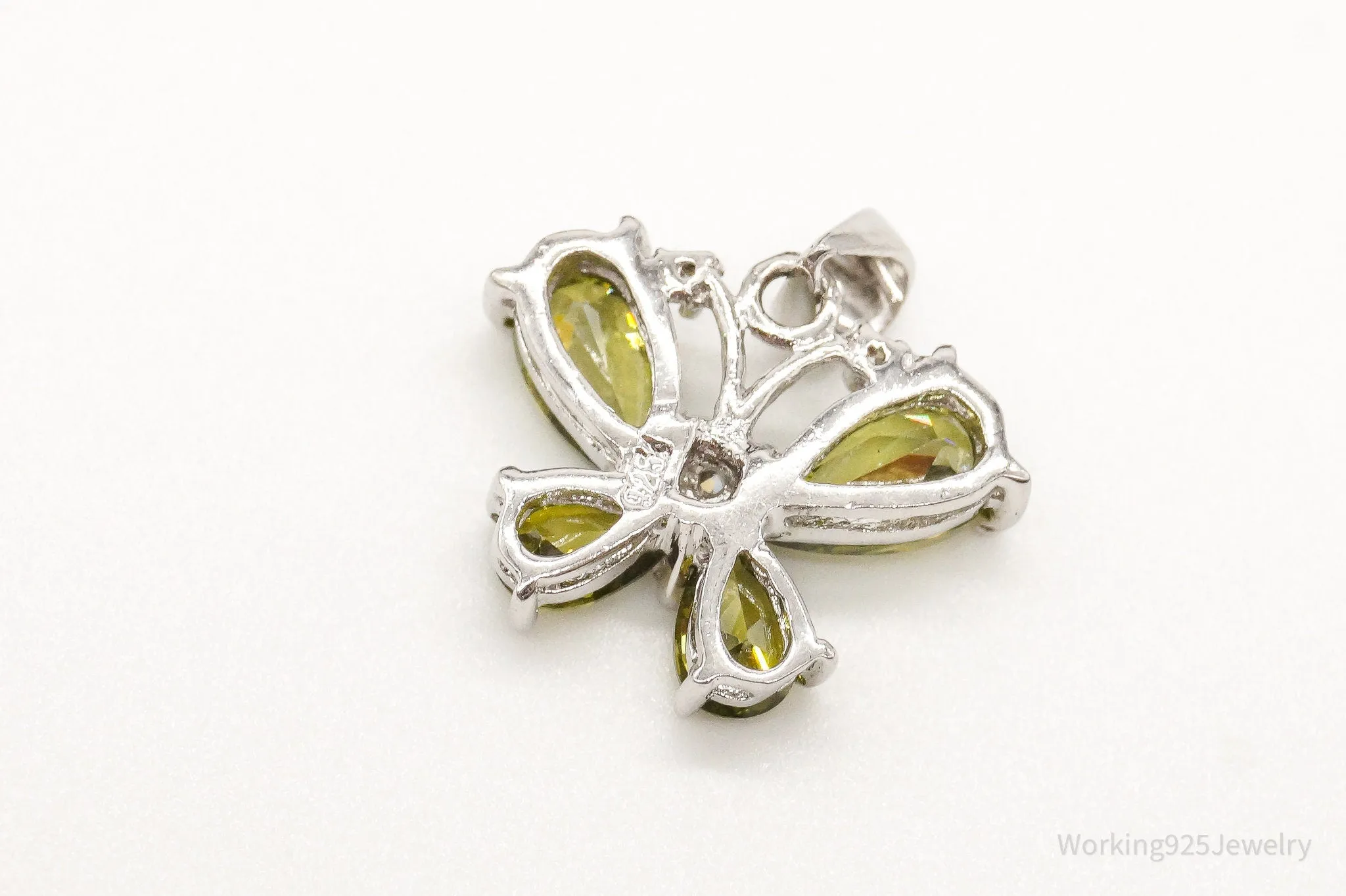 Butterfly Peridot Cubic Zirconia Sterling Silver Pendant