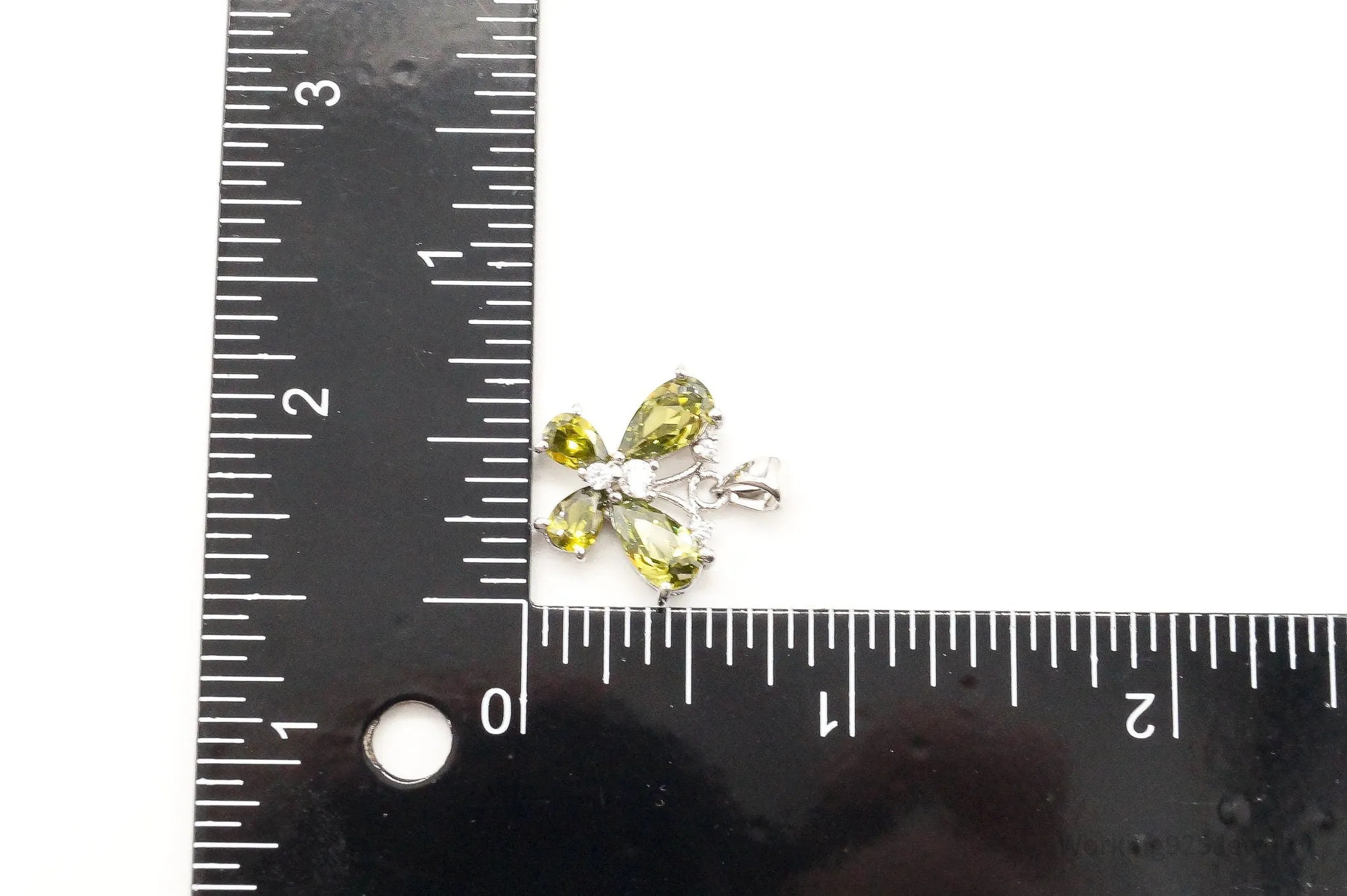 Butterfly Peridot Cubic Zirconia Sterling Silver Pendant