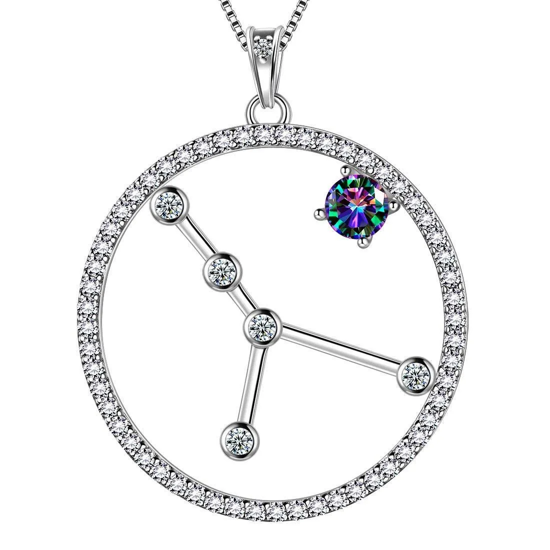 Cancer Zodiac Necklace Pendant Women Girls Jewelry Birthday Gift Mystic Topaz 925 Silver