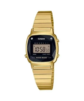 Casio Authentic Diamonds Vintage Digital Gold Tone Stainless Steel Band Watch LA670WGAD-1D LA670WGAD-1