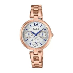 Casio Ladies' Standard Analog Pink Gold Ion Plated Band Watch LTPE401PG-7A LTP-E401PG-7A