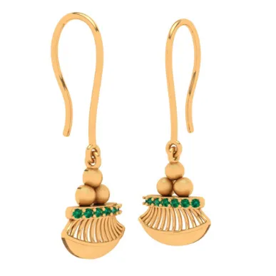 Charming 14k Gold Earrings With Green Gem From Amazea Collection