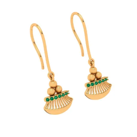 Charming 14k Gold Earrings With Green Gem From Amazea Collection