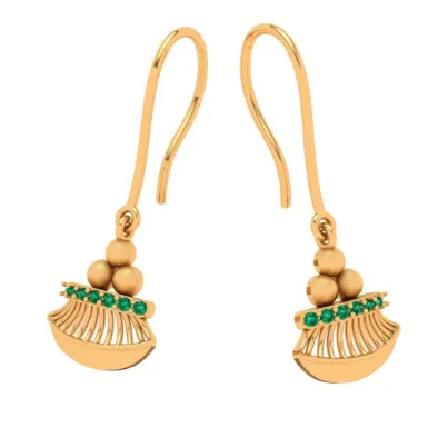 Charming 14k Gold Earrings With Green Gem From Amazea Collection