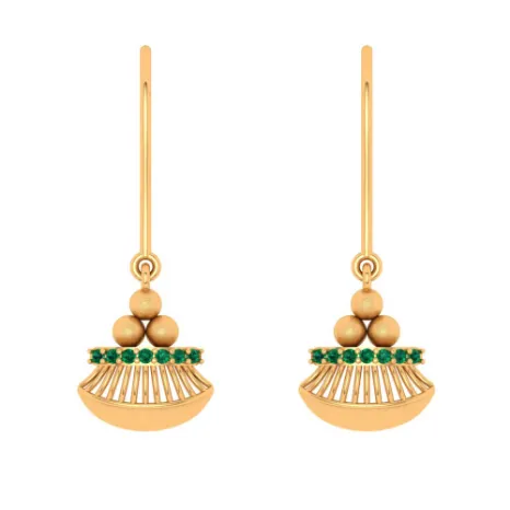 Charming 14k Gold Earrings With Green Gem From Amazea Collection