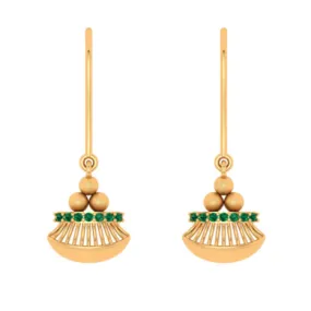 Charming 14k Gold Earrings With Green Gem From Amazea Collection