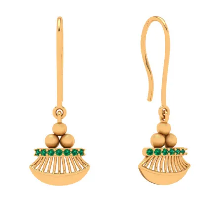 Charming 14k Gold Earrings With Green Gem From Amazea Collection