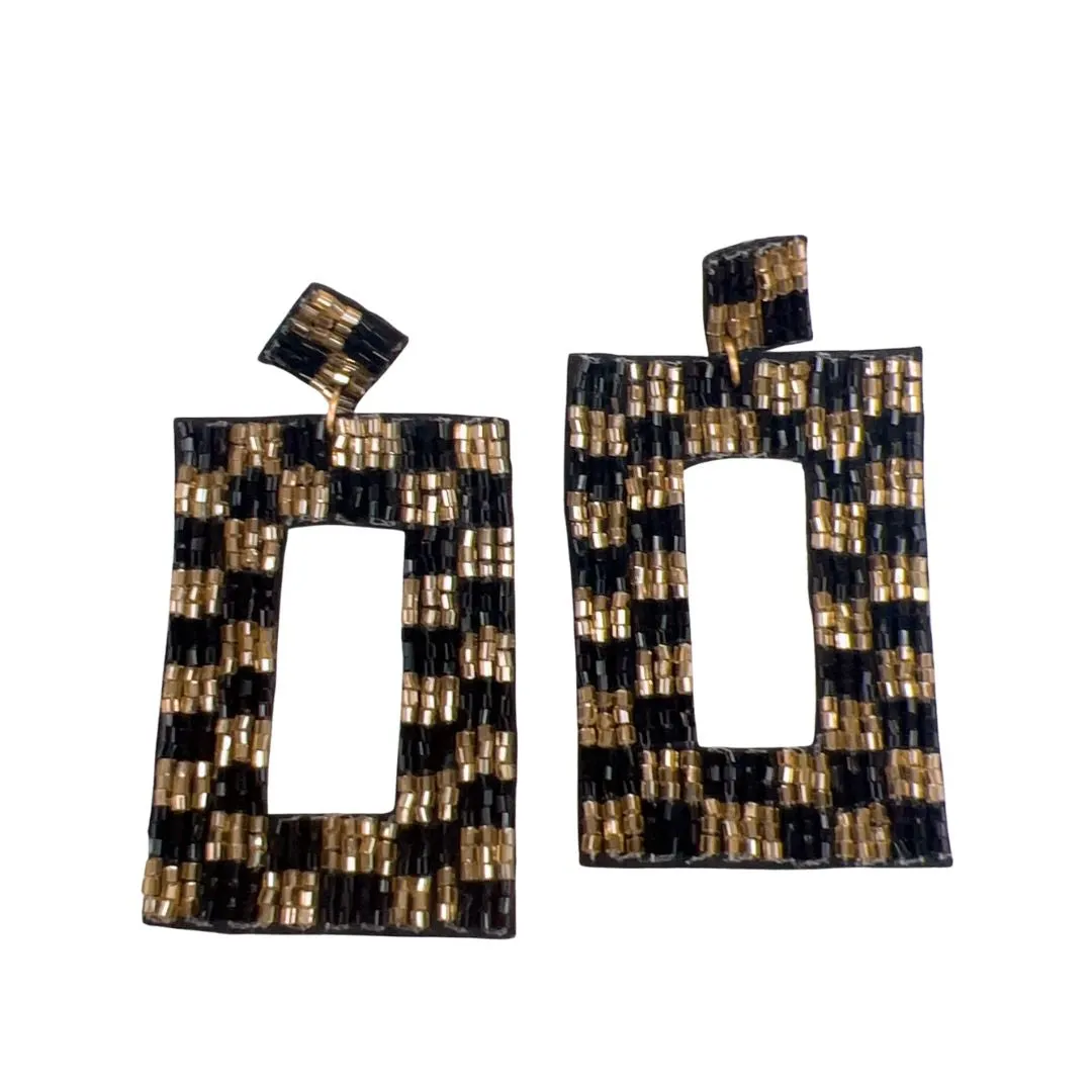 Checkered Black/Gold Earrings S13