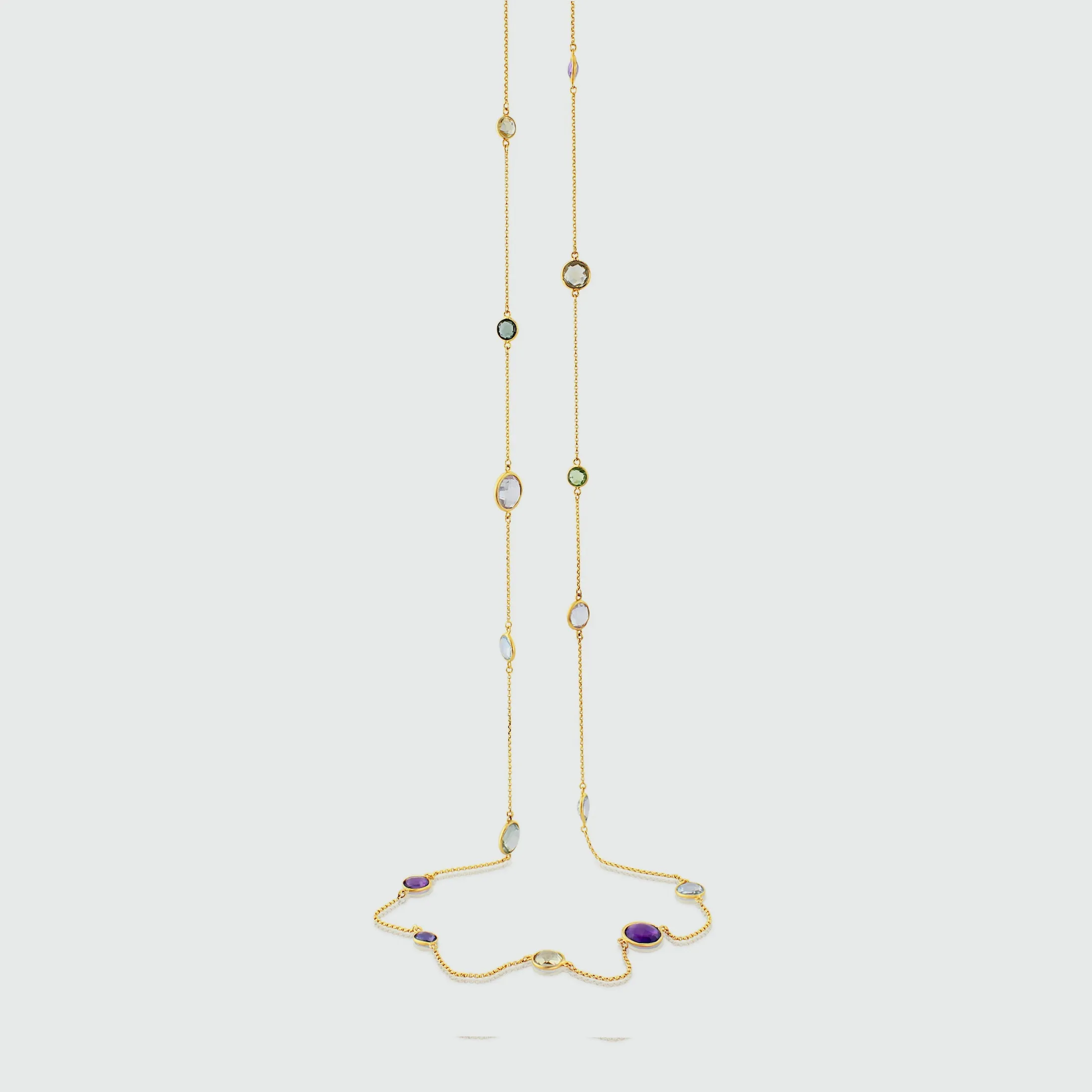 Chennai 18ct Gold Vermeil & Multi Gemstone Long Necklace