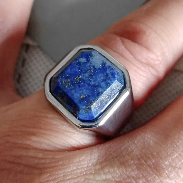 Classy Men Square Blue Lapis Lazuli Ring