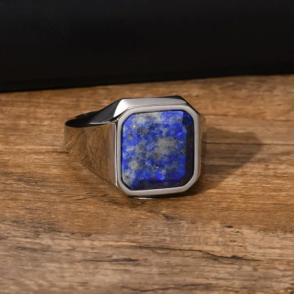 Classy Men Square Blue Lapis Lazuli Ring