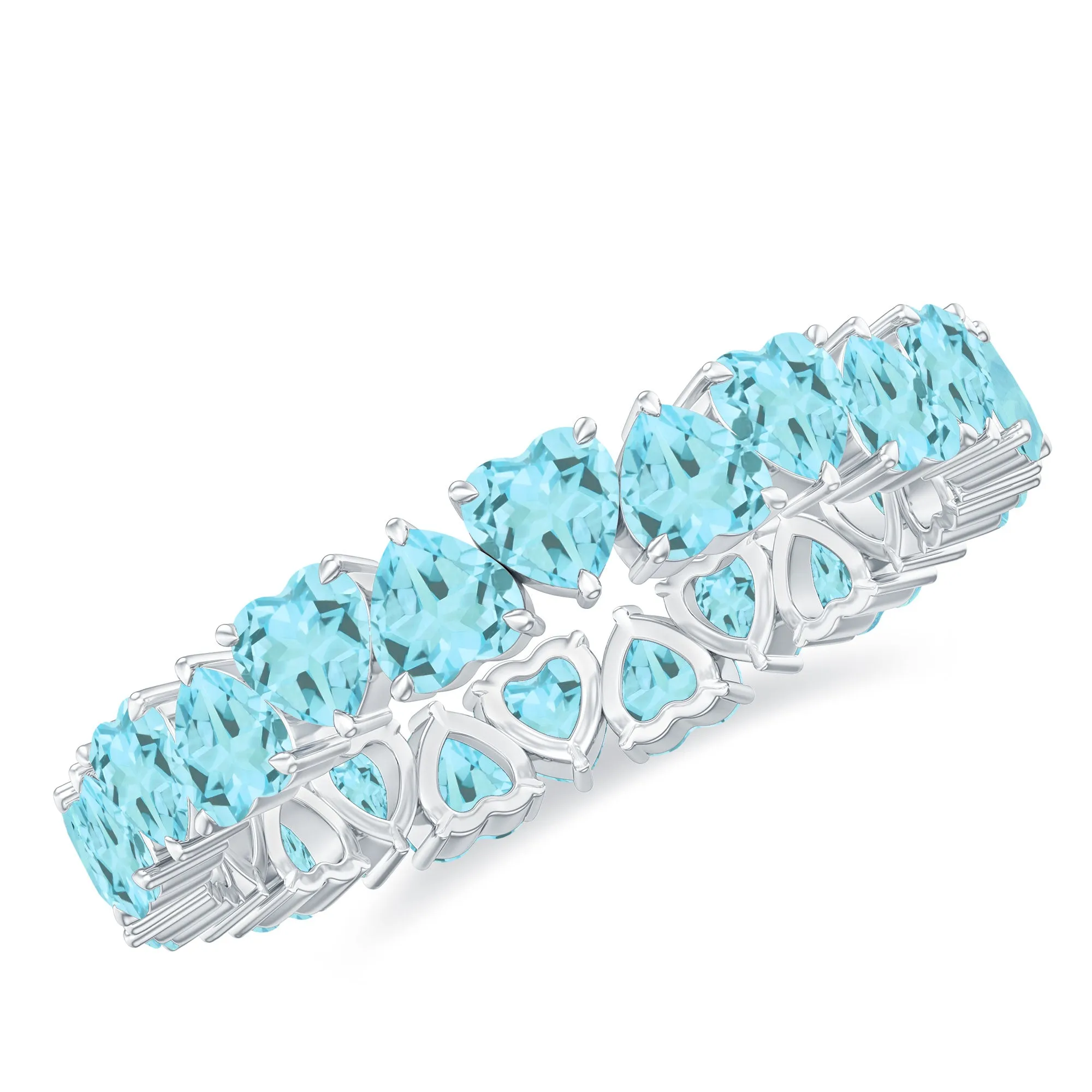 Claw Set Sky Blue Topaz Eternity Ring for Women